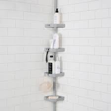 Serenelife 2 tier natural bamboo shelf shower caddy bathroom organizer (2 pack) $70.99. Bath Bliss 4 Tier Tension Corner Shower Organizer Caddy In Grey On Sale Overstock 32028647