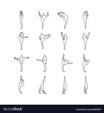 Yoga Poses Vector Illustration Outline Sketch Hand Drawn With Black Lines Isolated On White Background Set 13 Download A Fr Yoga Poses How To Draw Hands Yoga
