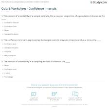 Quiz Worksheet Confidence Intervals Study Com