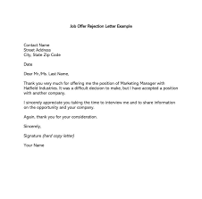 Formal Rejection Letter To Decline Job Offer Sample Letters Emails