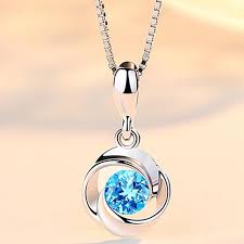 New Fashion Blue Stone Pendants Elegant Crystal Rhinestone Necklaces Pendant For Women Without Cha Blue Stone Pendant Stone Pendants Crystal Necklace Pendant