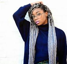 Black And White Braids On Dark Skin Pin By Trinity Spear On Weird Blog 2 Long Box Braids Grey Hair Inspiration Blonde Box Braids