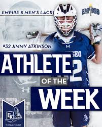 🏆ATHLETES OF THE WEEK🏆 Jimmy Atkinson led the Knights to a 2-0 week,  recording nine points over two games. In Geneseo's first Empire 8 win for  the program, he recorded three goals