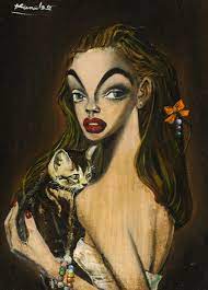 金子 國義 猫を抱く女 amm作品詳細 かわいいイラスト アート 女性 イラストレーション