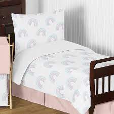 Toddler beds are child size beds designed to transition children from cribs or full size beds and transition them to sleeping independently without the safety of a crib. Sweet Jojo Designs Pastel Rainbow Collection Girl 5 Piece Toddler Size Comforter Set