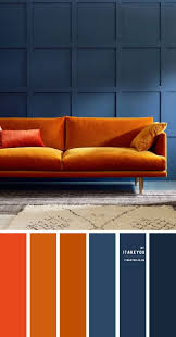 To enliven it, pick up a contrast just like this navy blue sofa. Dark Blue And Rust Color Scheme For Living Room I Take You Wedding Readings Wedding Ideas Wedding Dresses Wedding Theme