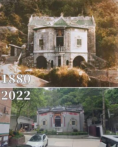 Colourised an old photo of Lin Fa Kung, Tai Hang 大坑蓮花宮 (c.1880) Source 1: Hong Kong Museum of History Source 2: Google Maps - Street View #OldHKinColour # HongKong #香港 #photography #photooftheday #photo #