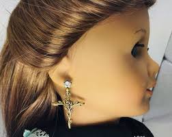 Antique Gold Victorian Cross With Rose Earrings