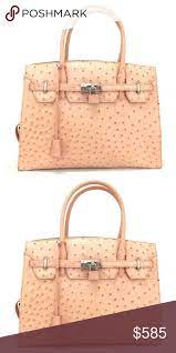 100 Auth Ostrich Genuine Pink Leather Tote Bag Leather Tote Bag Leather Tote Ostrich Bag