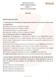Ncert Exemplar For Class 9 Science Chapter 1 Matter In Our Surroundings Book Solutions