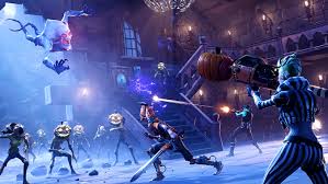 The sky is covered with purple clouds, lightning is visible, and the ominous dead climb into human cities. Fortnite For Xbox One Xbox