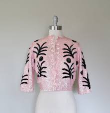 Black And Pink Cardigan Vintage 1950s Pink And Black Heavily Sequined Cardigan Size Medium Sequin Cardigan Vintage Sweaters Fashion