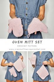 Pot holders & oven gloves. Oven Mitt Set Crochet Pattern Cream Of The Crop Crochet