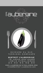 Creation Cartes De Visite Restaurant L Aubergine Eygalieres Odyance Creation Carte De Visite Carte Restaurant Carte De Visite