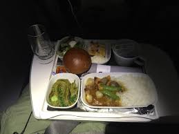 Lufthansa 716 Frankfurt Tokyo Haneda Premium Economy Dinner Option Mixed Salad With Mozzarella Balls And Balsamic Dressing Green Tea Noodles With Wasabi