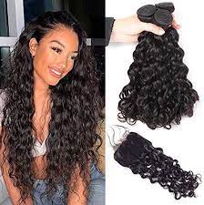 Beautiful Brazilian Water Wave Bundles With Closure Virgin Curly Hair Bundles With Lace Closu Curly Weave Hairstyles Braid In Hair Extensions Curly Hair Styles
