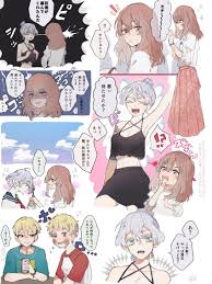 akashi senju, hanagaki takemichi, matsuno chifuyu, tachibana hinata (tokyo  revengers), tokyo revengers, highres, 2boys, ^^^, ahoge, albino, angry,  arms up, bangs, black eyes, black shirt, black skirt, blonde hair, blouse,  blue eyes,