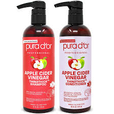 Apple cider vinegar is useful for the natural treatment of alopecia or hair loss. Amazon Com Pura D Or Apple Cider Vinegar Thin2thick Set Shampoo Conditioner For Regrowth Hair Loss Clarifying Detox 2 X 16oz Biotin Keratin Caffeine Castor Oil All Hair Type Men Women Packaging Varies Beauty