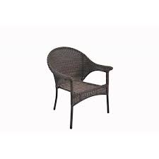 Designed to be either individual chairs or to slot together for one long couch. Style Selections Spruce Hills Wicker Patio Chair Stackable Brown Lowe S Canada