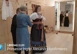 Another special piece was the silver maja brooch adorning the dress, which queen sonja had shared in her speech, was reproduced based on a brooch that belonged to her grandmother, maja. Oskar Aanmoen On Twitter Princess Ingrid Trying On Her New Bunad This Is A Gift From King Harald And Queen Sonja S To Princess Ingrid Alexandra On The Occasion Of Her Confirmation