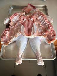 Test run- 13lb bird, brined for 12hrs, then spatchcocked and left to dry  uncovered in the the fridge for 24hrs. Seasoned and hickory smoked indirect  for 2hrs at 350° to an IT