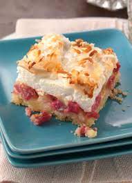 Rhubarb Meringue Dessert Recipe Rhubarb Recipes Rhubarb Desserts Rhubarb And Custard
