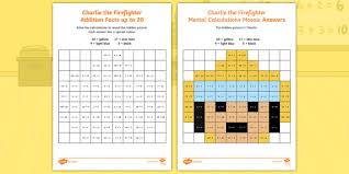Ks1 Charlie The Firefighter Addition Facts Up To 20 Maths