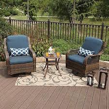 Buy Phi Villa 3 Piece Patio Furniture Set Outdoor Rattan Rocker Conversation Set 1 Table 2 Rocking Swivel Chairs Support 350lbs Online Toplikestore In 2020 Patio Lounge Furniture Outdoor