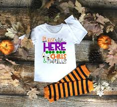 Im Just Here For The Thrills And Chills Candy Day Halloween Fall Autumn Shirt