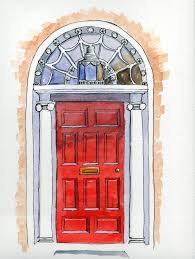 Red Georgian Door Dublin Ireland Original Watercolor And Mixed Media Painting Painting Drawing Inspiration Diy Painting