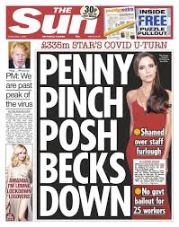 The sun is a british tabloid newspaper. Thesunfrontpage On Twitter Friday 1st May 2020 The Sun Newspaper Front Page Victoriabeckham
