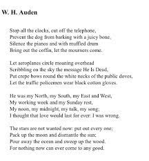W H Auden Stop All The Clocks Classic Poetry Monday 1 Graeme Sandford