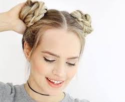 Double bun cropped short sleeve shirt~ coral. 40 Space Bun Hairstyles That Ooze Sassiness Hairstylecamp