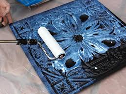Those are considered acoustic tiles and paint tends to go up into the holes from your roller and then wants to come back out sometimes leaving little clumps of paint near the holes. How To Install Tin Ceiling Tile How Tos Diy
