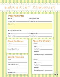 Babysitter Checklist Imom