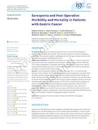 Pdf Sarcopenia And Post Operative Morbidity And Mortality