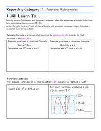 Staar Algebra 1 Guided Notes Reporting Category 1 In 2019