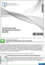 Ib Business And Management Formula Booklet Pdf Free Download