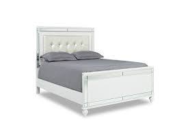 Full and queen beds have a metal center support bar that runs the length of the bed to part of a collection. Valentino Panel Bed In White Queen Mor Furniture