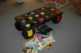 Create a wall clock from an old vinyl plate. Diy Vinyl Coffee Table W 12 Wheels Crate Kings