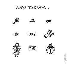 Black And White Spy Drawing I Spy Word Of Day 13 Cute Doodles Drawings Sketch Notes Sketchnotes