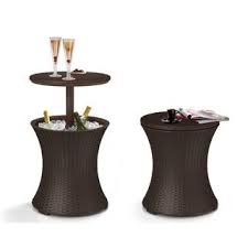 Keter Pacific Cool Bar Brown Wicker Outdoor Ice Cooler Table Cool Bars Patio Cooler Cool Tables