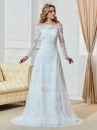 Die beste hochzeitskleider / brautkleid online kaufen. Tull Spitze Schulterfrei Langarm Hochzeitskleid Tidebuy Com De