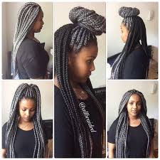 Black And Gray Box Braids Pin On Hair