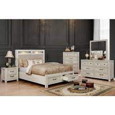 Antique brass handles with acrylic accents. Tywyn Storage Bedroom Set Antique White By Furniture Of America Furniturepick