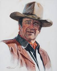 RARE JOHN WAYNE PORTRAIT PAINTING BY ROY HAMPTON