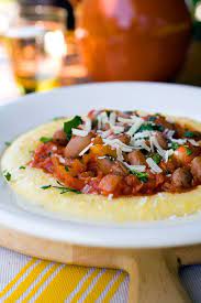 Recipe Borlotti Beans In Tomato Sauce With Creamy Polenta Recipes Bean Recipes Cookbook Recipes