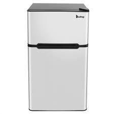 Costway compact refrigerator, 3.2 cu ft. 3 2 Cu Ft Stainless Steel Double Doors Mini Refrigerator Fridge Freezer Compact Black Mini Fridges Home Garden Worldenergy Ae
