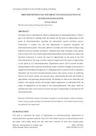 Maybe you would like to learn more about one of these? Pdf Smes Perceptions On The Impact Of Digitalization On Internationalization Michael Neubert Academia Edu