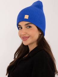 Hurt Kobaltowa czapka beanie z naszywką RUE PARIS w FACTORYPRICE